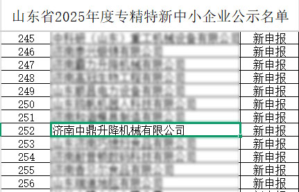 济南中鼎升降机械公司成功获评山东省2025年度专精特新企业 2025-06-26(图1)
